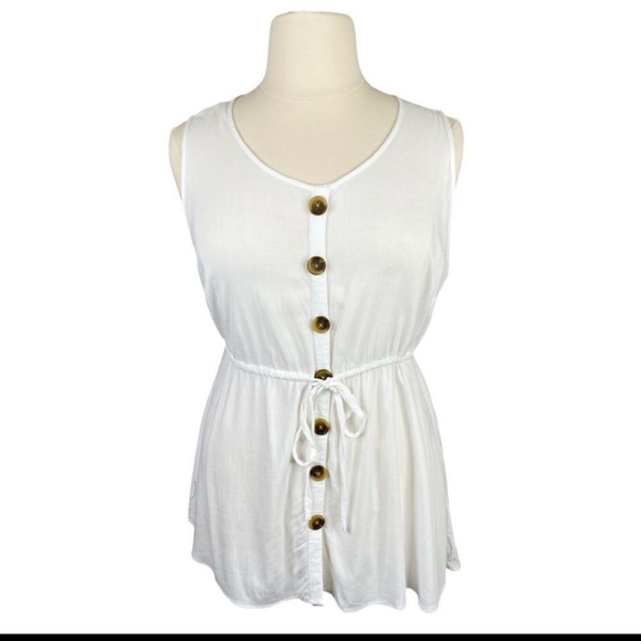 New sof white botyom front sleveless top - Picture 1 of 5